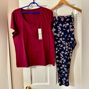 Women’s Time and Tru Capri Leggings & Shirt 2x (XXL 20)